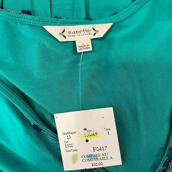 NANETTE LEPORE Women's Clover Green Sleeveless Knit Top - Size Large - NWT - Picture 4 of 4